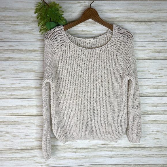 Blue Bird Oatmeal Beige Open Knit Beachy Sweater - Picture 1 of 4